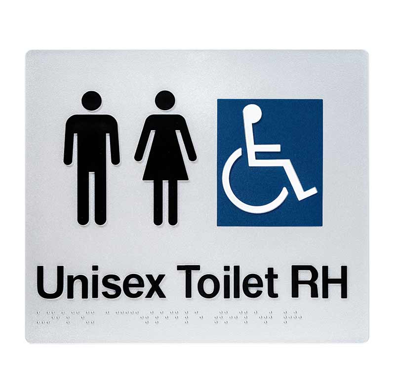 Unisex Accessible Toilets RH Braille Sign • Tactile Systems Australia