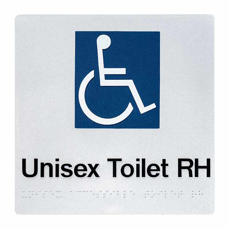 Unisex Accessible Toilet RH Braille Sign • Tactile Systems Australia